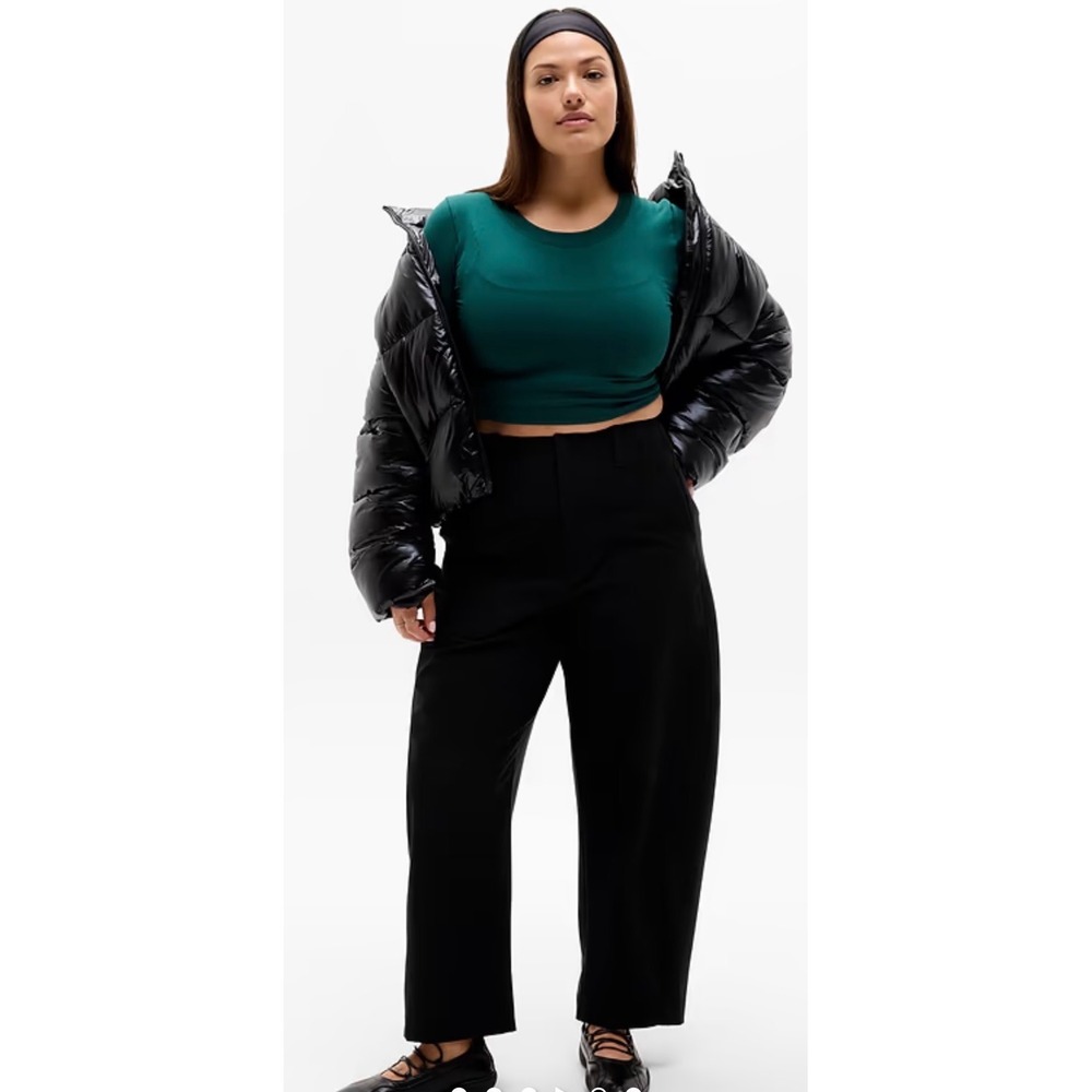 Athleta Skyline High Rise Barrel Leg Pants Black Women's 16 travel casual work